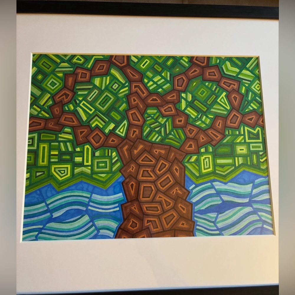 NEW 1:1 Abstract Tree Print- Framed, Original Print.
20x16 Frame, 14x11 Print.